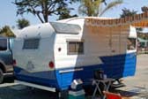 1958 Shasta Airflyte travel trailer with classic Shasta wings